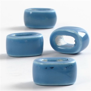 Keramik link, perler, blå, flad
